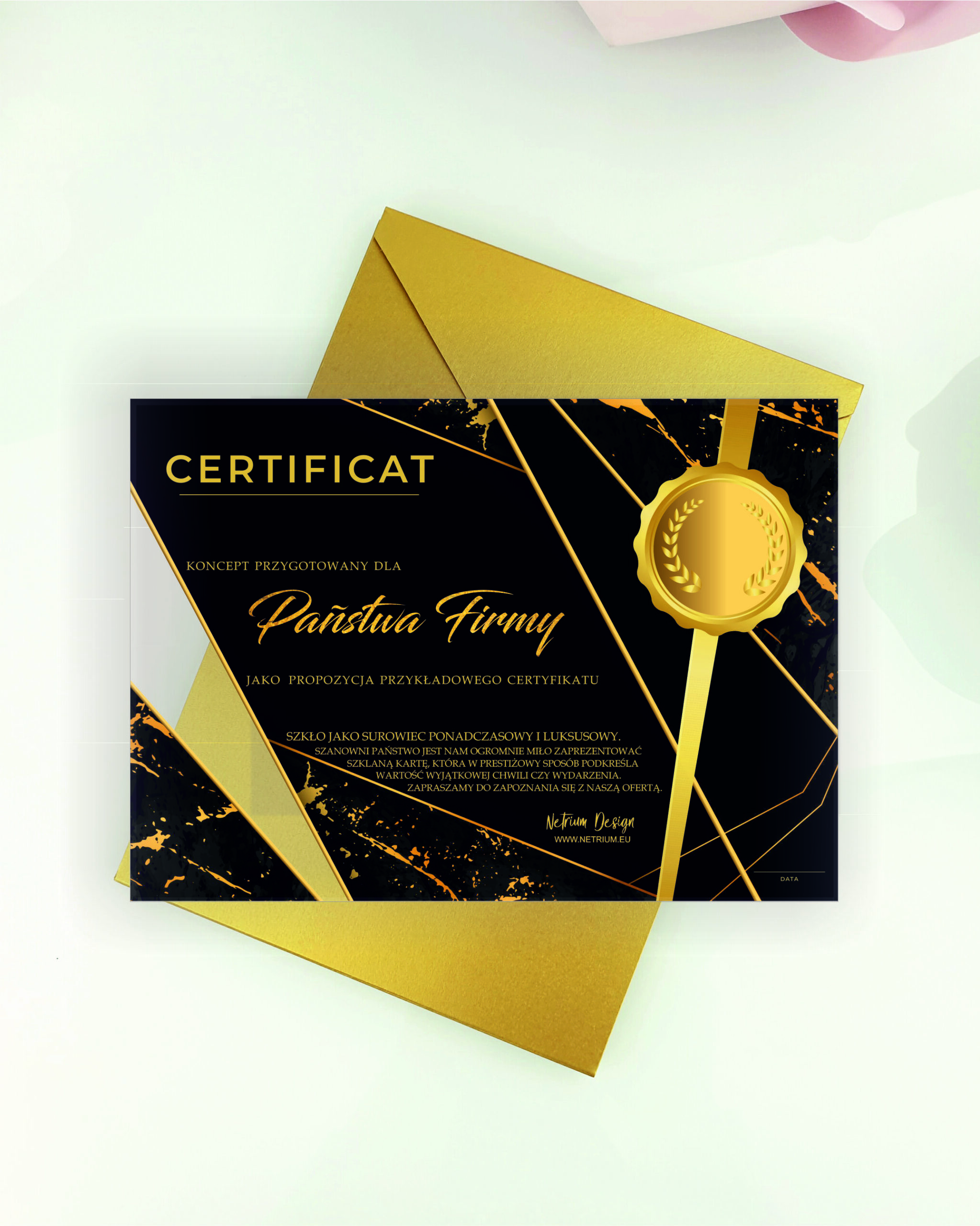 Szklany Certyfikat / Dyplom wzór 7