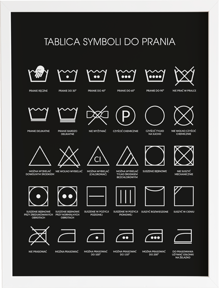 Tablica symboli do prania black