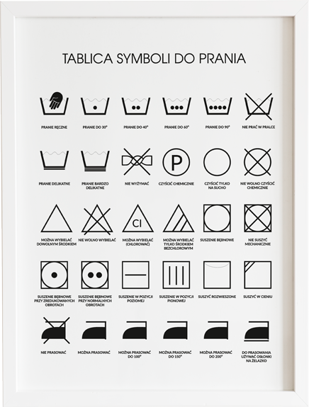 Tablica symboli do prania white